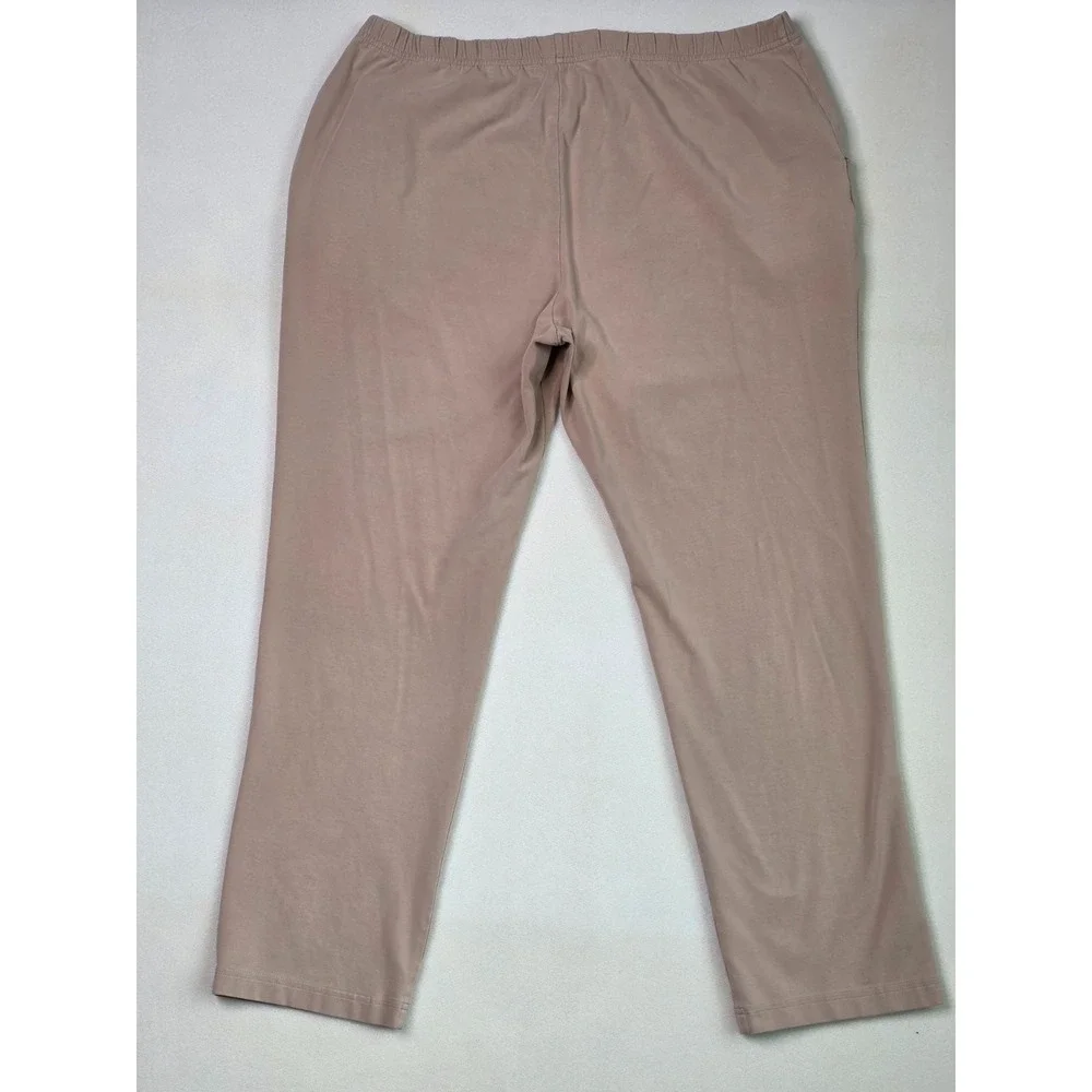 L.L. Bean Women's Jersey Pants‎ Size L Beige Tan Perfect Fit Straight Pull-On